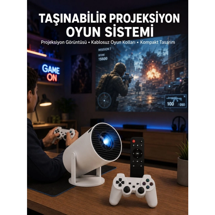 Oyun Konsolu Uyumlu Kablosuz Projeksiyon Cihazı Ev Sinema Deneyimi Yeni Nesil