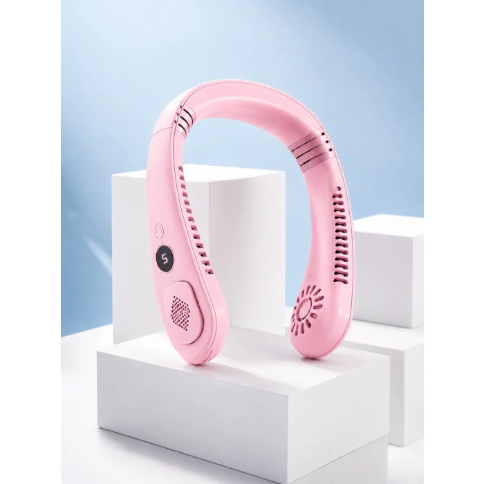 Pembe Boyun Fanı Sessiz Çalışan Usb Şarjlı Taşınabilir Kişisel Serinletici