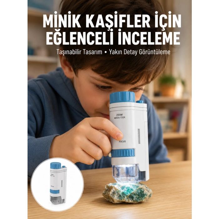 Pmma Optik Lensli Kompakt Taşınabilir Mikroskop Yeni Nesil