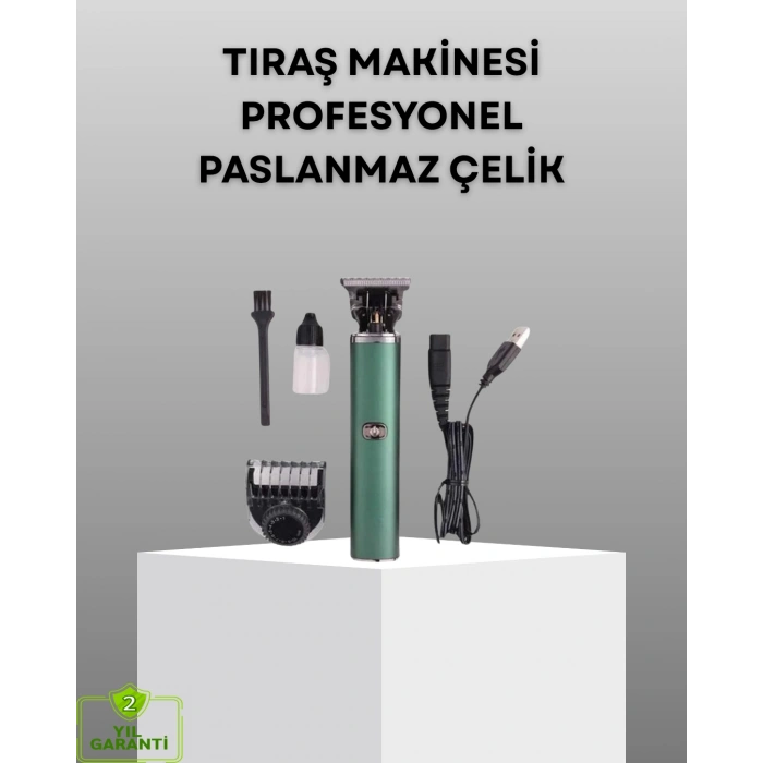 Profesyonel Şarjlı Tıraş Makinesi – 180 Dakika Kullanım, 2.5 Saat Hızlı Şarj, Evrensel Usb Şarj Girişli