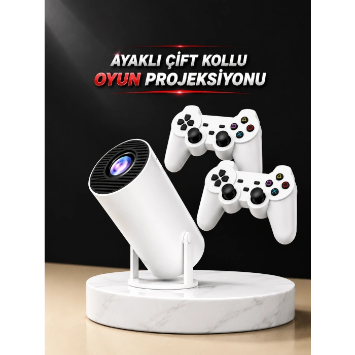 Projeksiyon Cihazı Video Oyun Konsolu Projektör Taşınabilir Ayaklı Çift Kollu 4k Çözünürlüklü