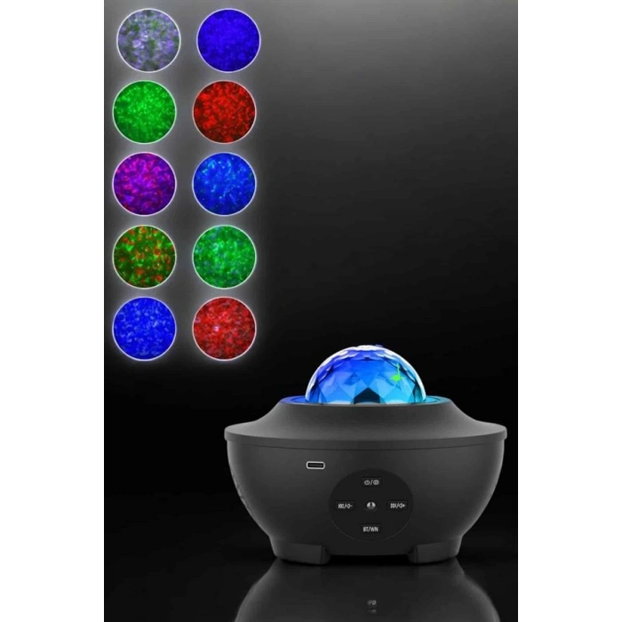 Projektör Yıldız Gece Lambası Disko Topu Bluetooth Bağlantılı Taşınabilir Şarjlı