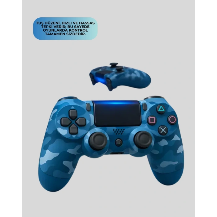 Ps4 Uyumlu Kablosuz Oyun Kolu Ergonomik Çift Titreşimli