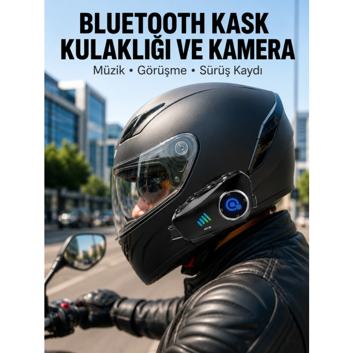 Q28 Kameralı Motosiklet Kask Kulaklık Bluetooth 5.3 Su Geçirmez 1080p Hd Yeni Nesil