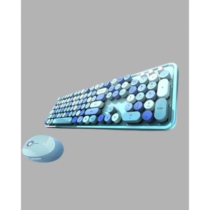 Retro Tarz Kablosuz Klavye Mouse Seti – 104 Tuşlu, Ergonomik Tasarım