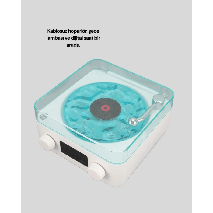 Retro Tasarımlı Gece Lambalı Bluetooth Hoparlör – Saat Ve Pil Göstergeli