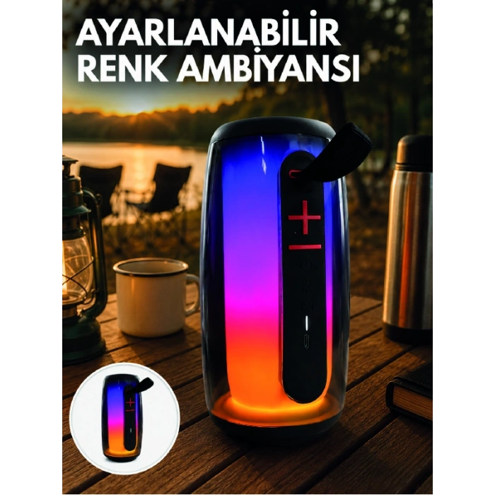 Rgb Aydınlatmalı Kablosuz Bluetooth Hoparlör Usb Bellek Tf Kart Destekli