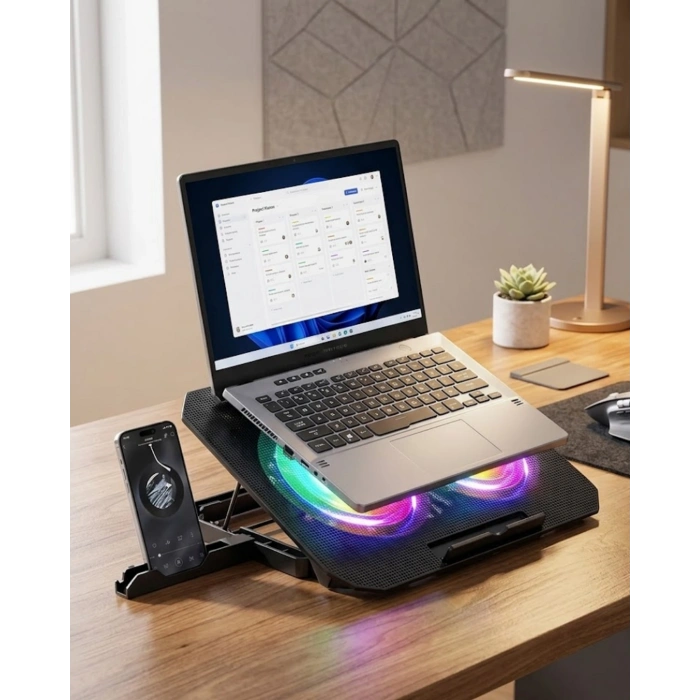 Rgb Fanlı Laptop Soğutma Standı Usb Girişli Notebook Yükseltici