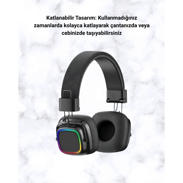 Rgb Işıklı Katlanabilir Bluetooth 5.3 Kulak Üstü Kulaklık