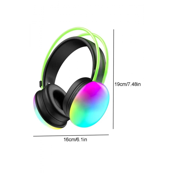 Rgb Işıklı Yüksek Ses Kaliteli Kablosuz Kulak Üstü Bluetooth Kulaklık