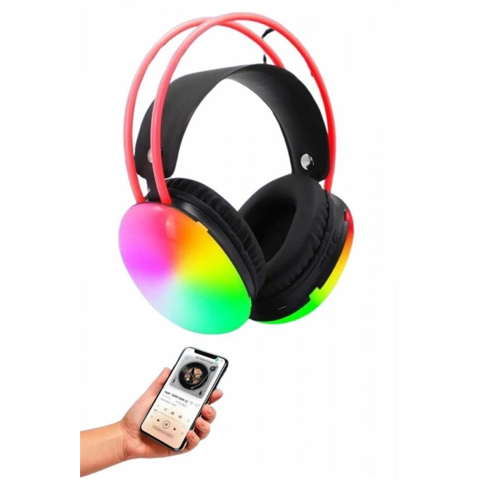 Rgb Işıklı Yüksek Ses Kaliteli Kablosuz Kulak Üstü Bluetooth Kulaklık