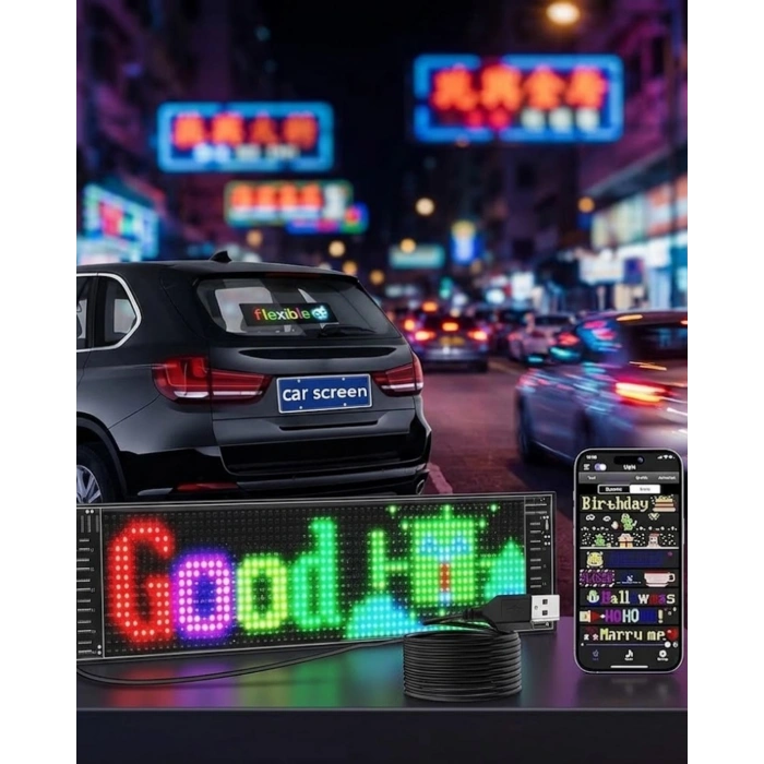 Rgb Kayan Yazı Led Panel Telefon Kontrollü Animasyonlu Akıllı Ekran