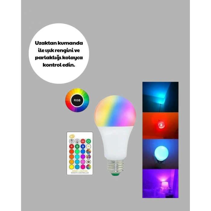 Rgb Uzaktan Kumandalı Led Ampul 16 Renkli A Kalite Orijinal