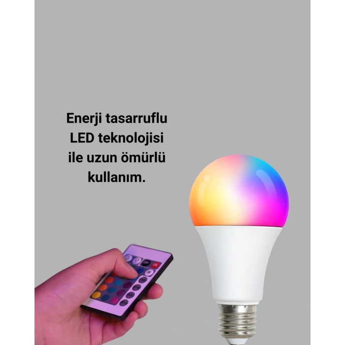 Rgb Uzaktan Kumandalı Led Ampul 16 Renkli A Kalite Orijinal