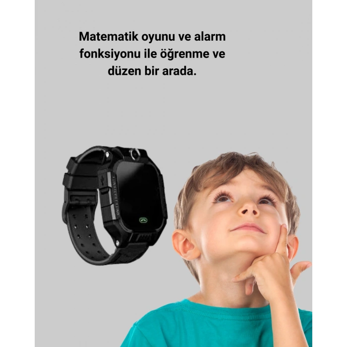 S10 Akıllı Çocuk Saati Siyah Model Çift Yönlü Konuşma Ve Sos