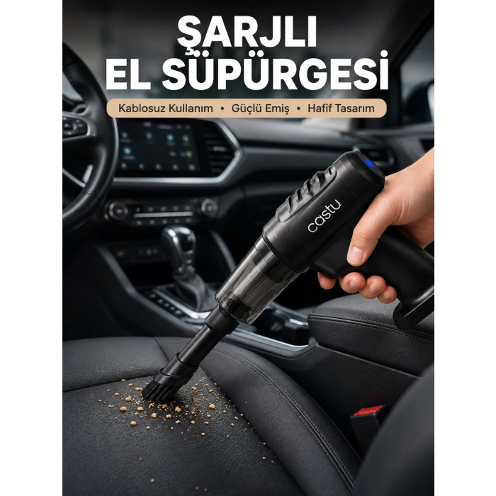 Şarjlı Araç İçi El Süpürgesi Ve Hava Pompası