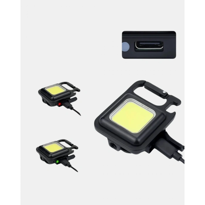 Şarjlı Cob Led Anahtarlık Fener – 4 Modlu, Manyetik Ve Katlanabilir Standlı