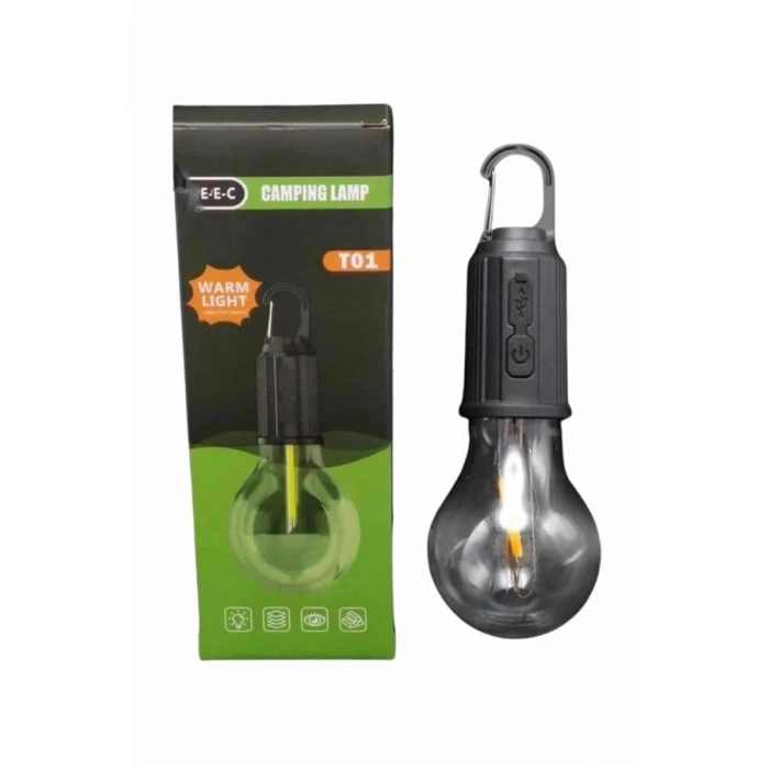 Şarjlı Dekoratif Kamp Lambası Askılı Ampul Led Işık Type-c Girişli