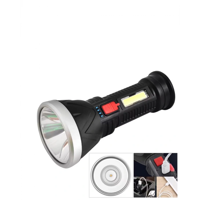 Şarjlı Led El Feneri 9 Led Güçlü Işık Ve 4 Modlu Kullanım