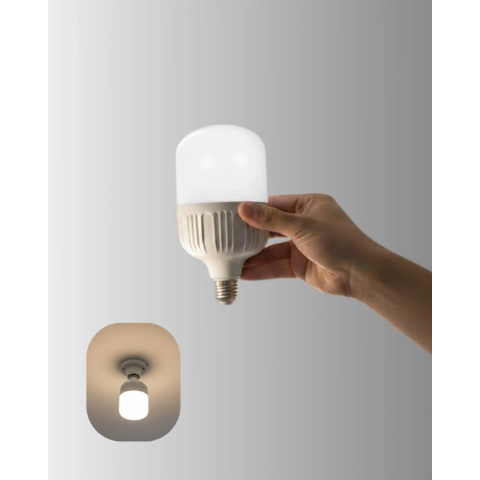 Şarjlı Led Torch Ampul 30 Watt Beyaz Işık Enerji Tasarruflu