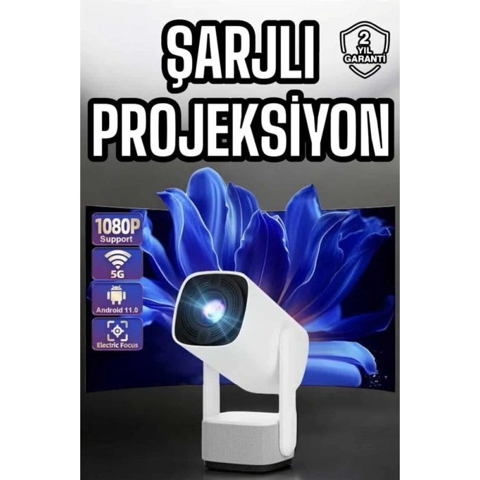 Şarjlı Projeksiyon Oyun Sinema Projektörü 4k Hd Görüntü Kaliteli Yeni Nesil
