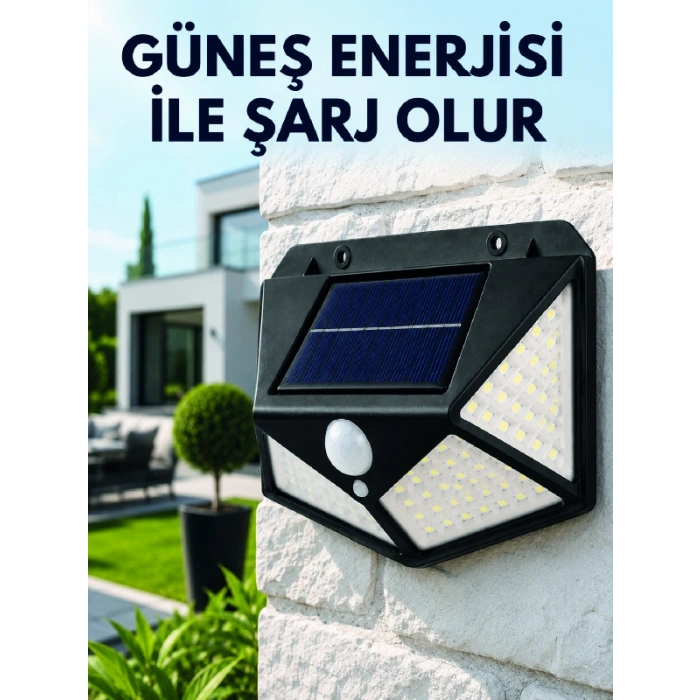 Sensörlü Solar Bahçe Lambası Geniş Açılı Led Aydınlatmalı Balkon Garaj Ve Bahçe Işığı