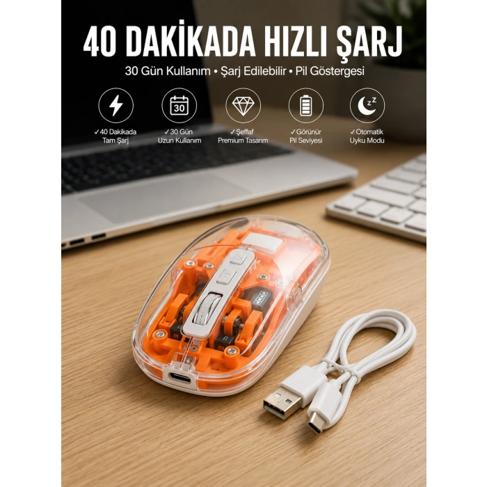 Sessiz Kablosuz Usb Girişli Mouse Fare Yüksek Performanslı Yeni Nesil