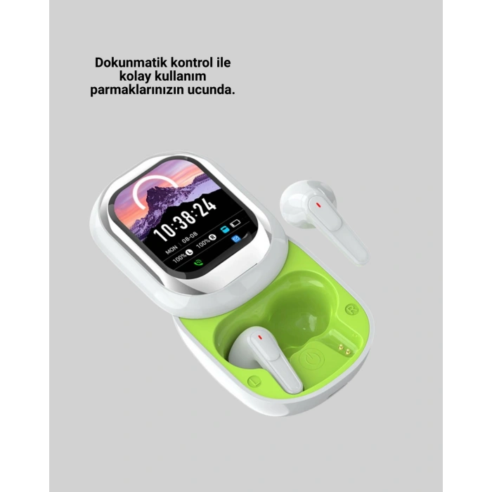Şık Tasarımlı Siyah Beyaz Kablosuz Kulaklık Çoklu Dil Destekli