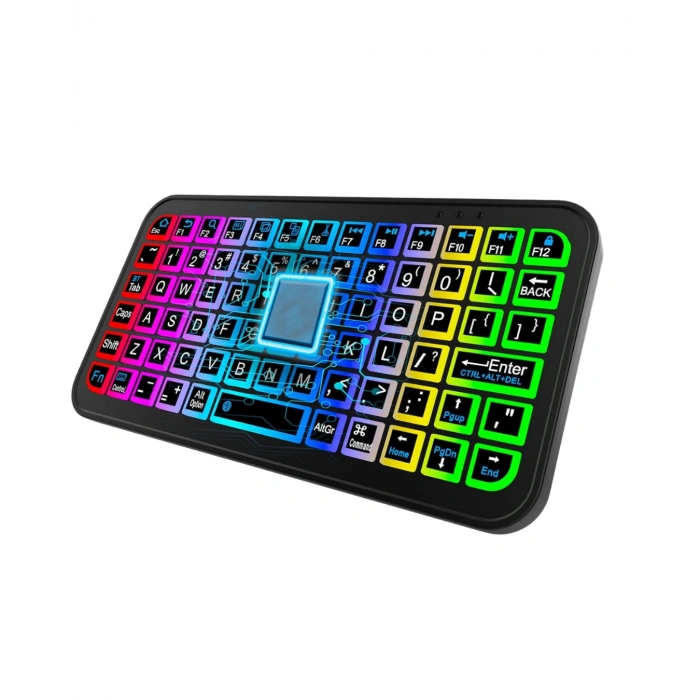 Siyah Kablosuz Mini Rgb Işıklı Klavye Bluetooth 5.2 İnce Tasarım