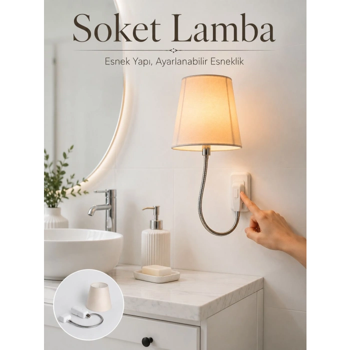 Soket Tipi Ayarlanabilir Başlıklı Dekoratif Gece Lambası