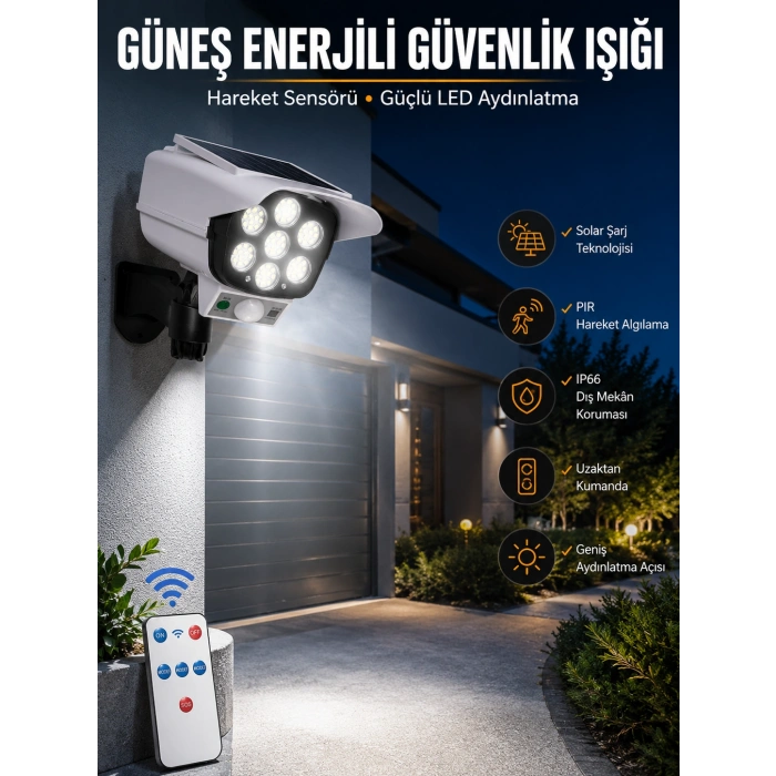 Solar Lamba Kamera Görünümlü Duvar Lambası Dönebilen Bahçe Aydınlatması
