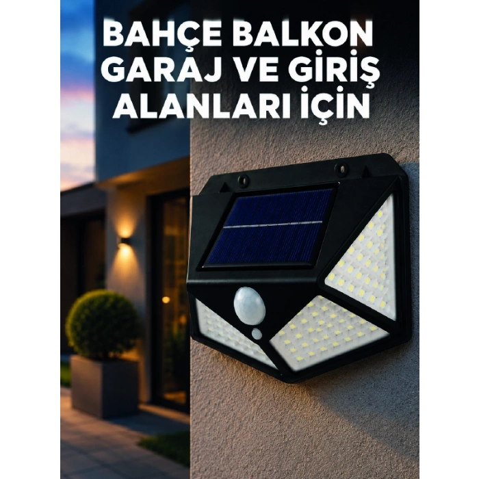 Solar Led Bahçe Aydınlatma Lambası 3 Işık Modlu Sensörlü Duvar Tipi Dış Mekan