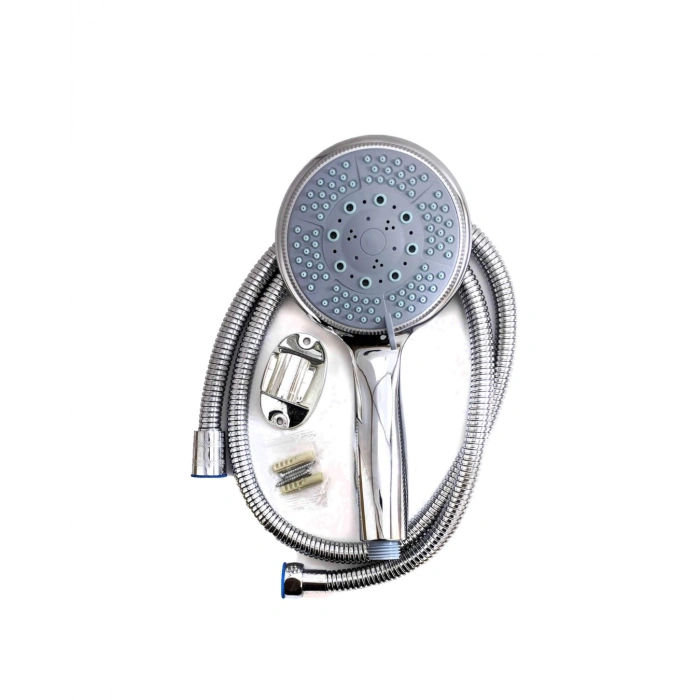 Spiral Hortumlu 4 Kademeli El Duşu Seti Duvar Askılı Banyo Duş Başlığı