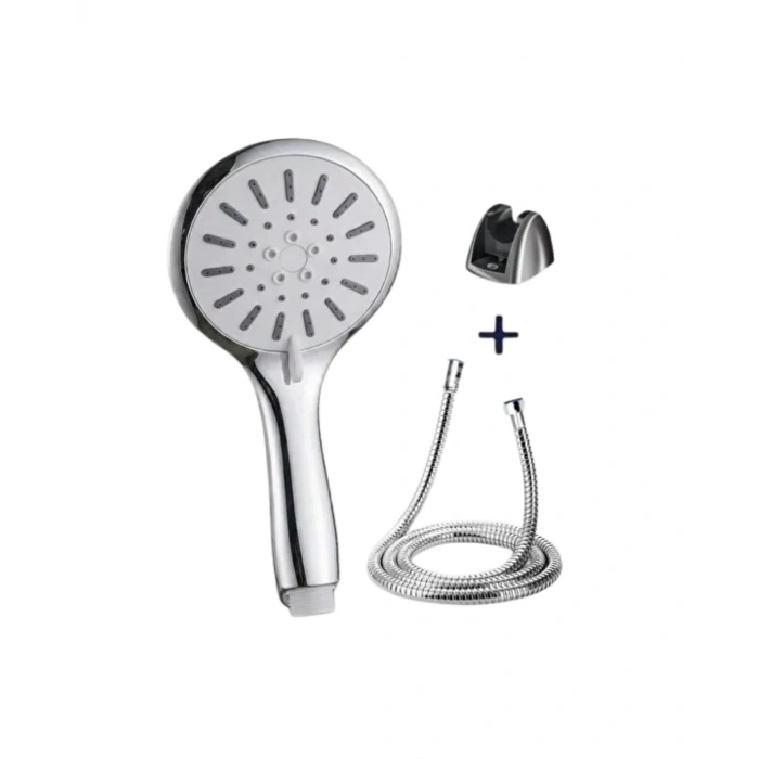 Spiral Hortumlu 4 Kademeli Krem El Duşu Başlığı Banyo Duş Seti