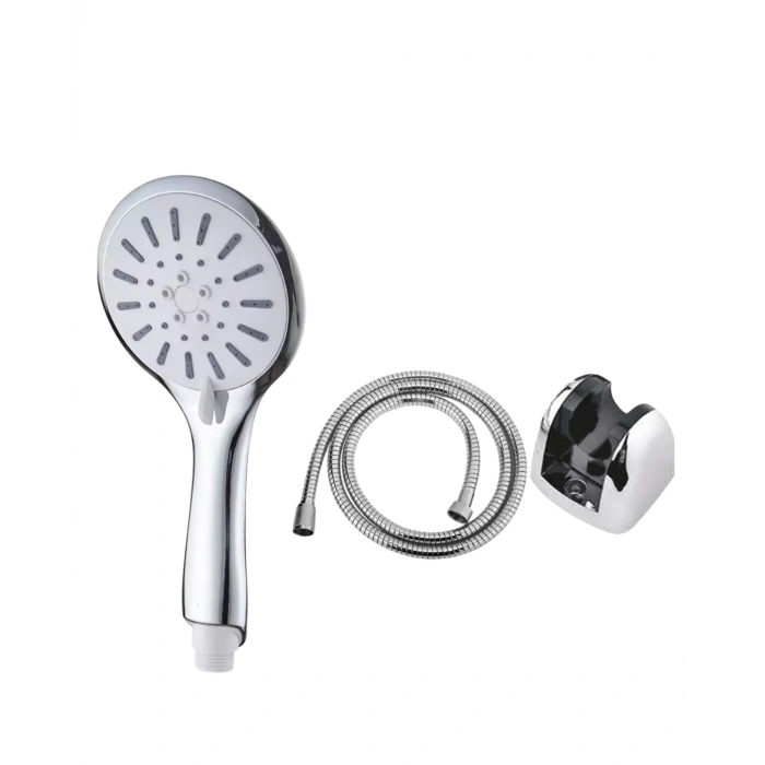Spiral Hortumlu 4 Kademeli Krem El Duşu Başlığı Banyo Duş Seti