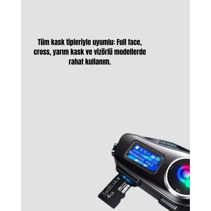 Su Geçirmez Bluetooth 5.3 Kask Kulaklığı 1000mah Bataryalı
