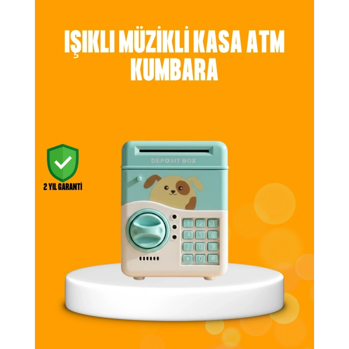 Su Yeşili Atm Kasa Görünümlü Elektronik Şifreli Çocuk Kumbarası