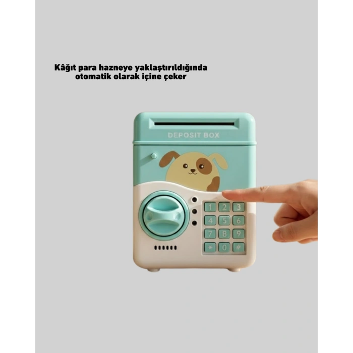 Su Yeşili Işıklı Sesli Elektronik Şifreli Çocuk Kumbarası