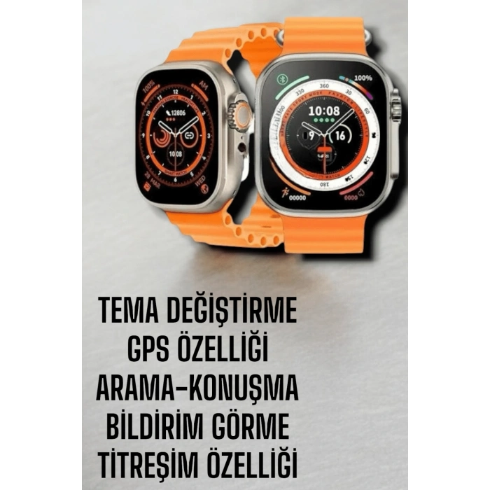 Suya Ve Toza Dayanıklı 45 Mm Akıllı Saat Bildirim Ve Cevapsız Çağrı Görüntüleme