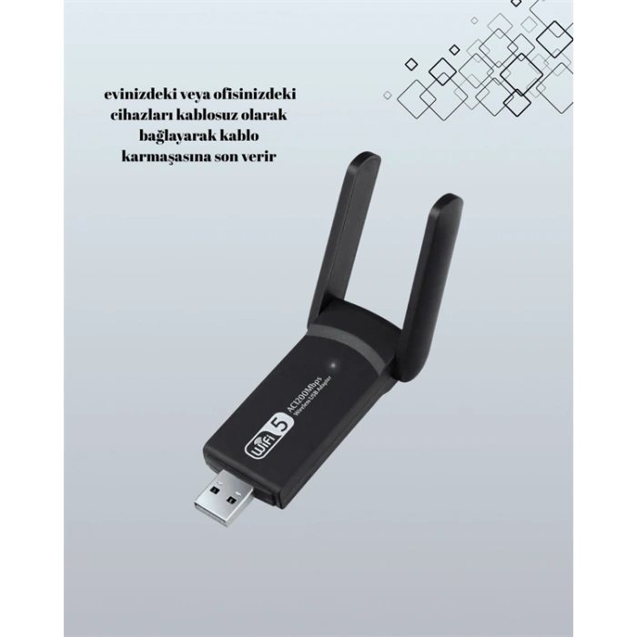 Tak-çalıştır Özellikli Çift Bant Wifi Adaptör – 1200 Mbps