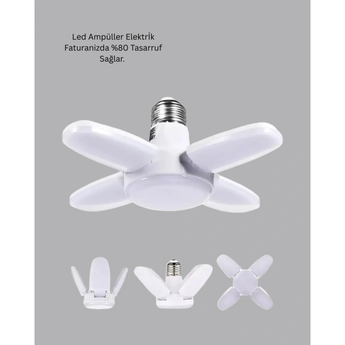 Tasarruflu Pervane Led Ampül 4 Kollu 60 Watt Geniş Alan Aydınlatma