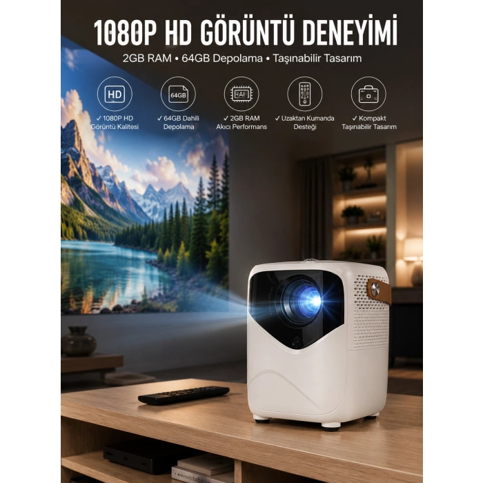 Taşınabilir Android Projeksiyon Wifi Destekli 4k Multimedia Tabanlı Ev Ve Ofis Tipi
