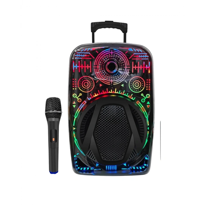 Taşınabilir Bluetooth Speaker Mikrofonlu Rgb Işıklı Karaoke Ses Sistemi