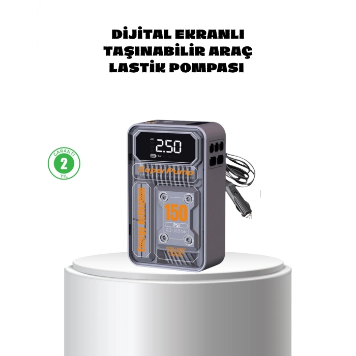 Taşınabilir Kablosuz Hava Pompası – 150 Psı Güçlü Basınç Ve 6000mah Şarjlı