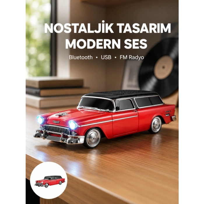 Taşınabilir Klasik Araç Tasarımlı Kablosuz Hoparlör