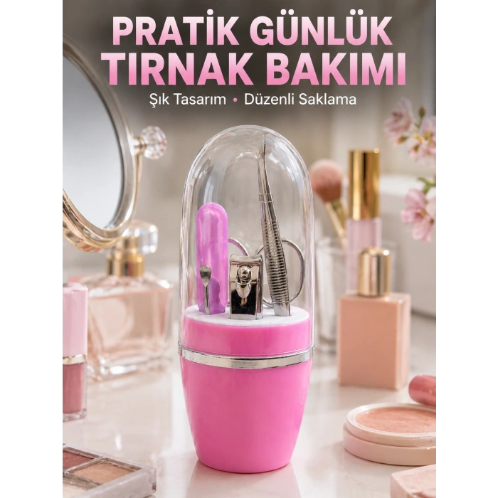 Taşınabilir Manikür Seti Pembe Tırnak Bakım Ve Kişisel Bakım Kiti