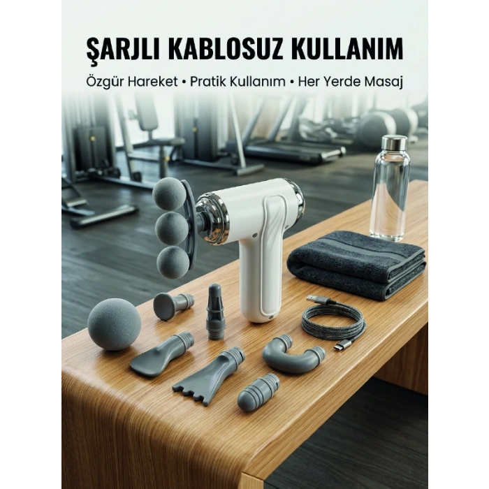 Taşınabilir Şarjlı Kas Masaj Tabancası Derin Doku Masajı İçin 8 Başlıklı Profesyonel Cihaz