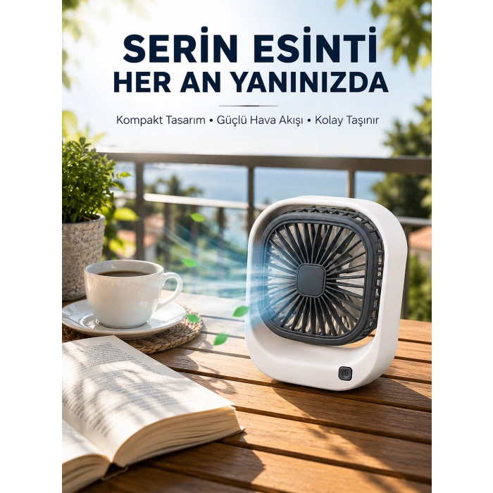 Taşınabilir Şarjlı Masa Fanı Sessiz Ve Güçlü Fan Sistemli