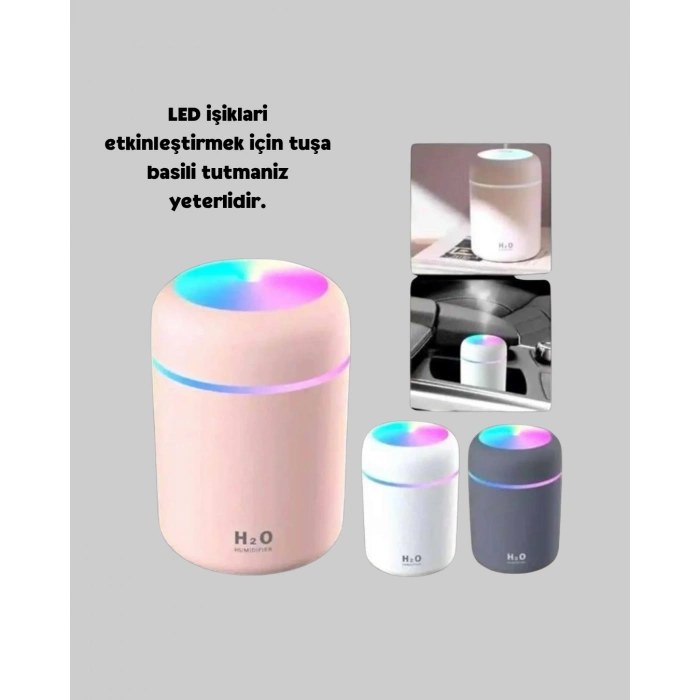 Taşınabilir Usb Mini Nemlendirici – Led Aydınlatmalı, Çift Püskürtme Modu