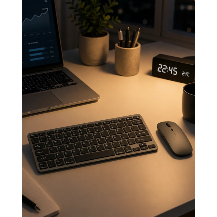 Telefon Tablet Ve Bilgisayar Uyumlu Kablosuz Klavye Mouse Kombini